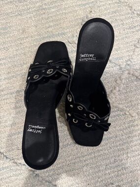 Jeffrey Campbell Black Grommet Bow Mules